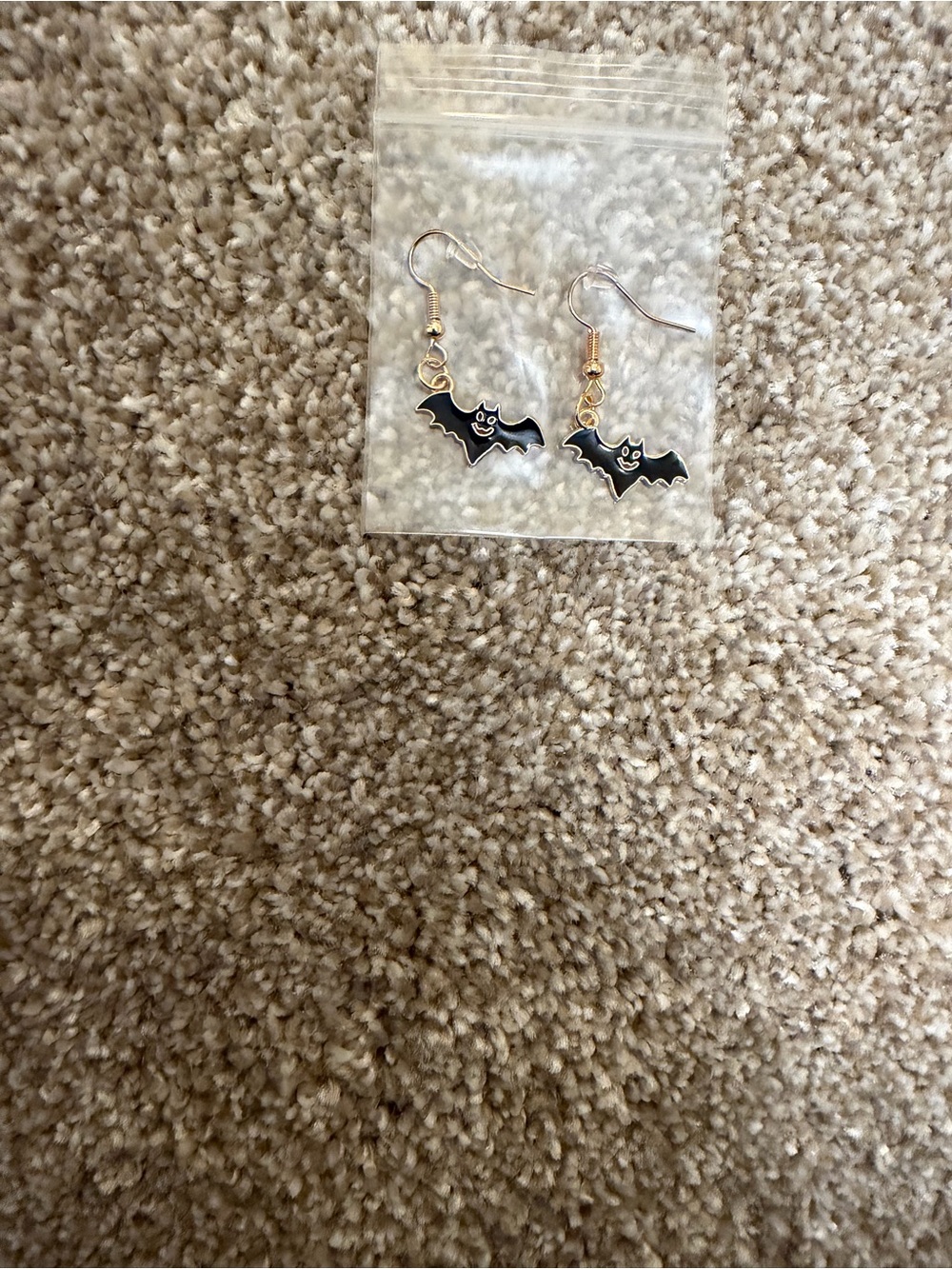 Gold-Tone Black Bat Dangle Earrings - Playful Halloween Jewelry